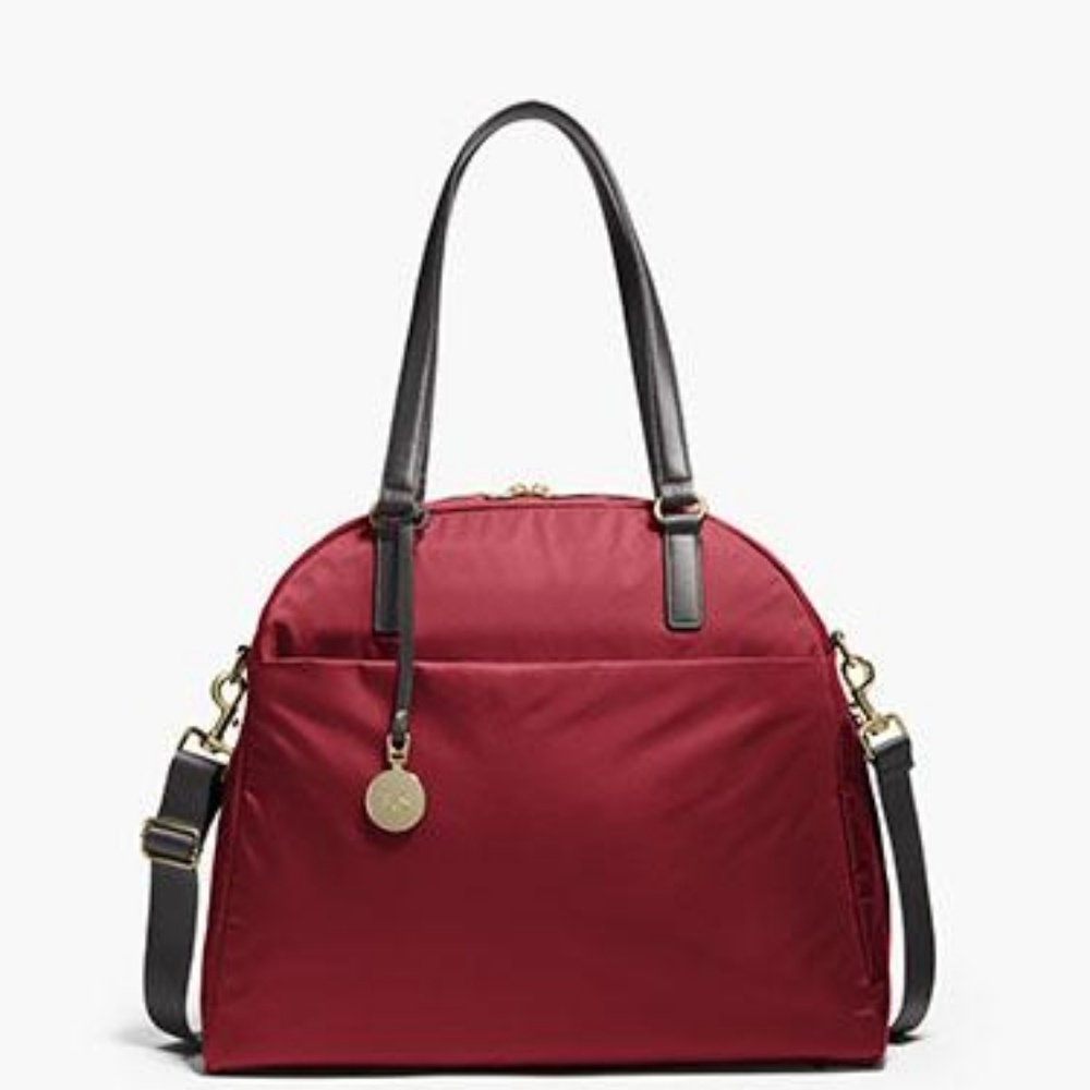 Women’s Travel Tote Bag - Burgundy with Black Handles